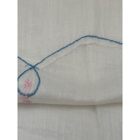 Vintage Baby Embroidered Pink Flowers & Blue Loops READ - Picture 5 of 11